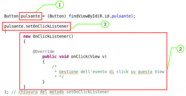 Una view pronta a gestire un button Una view pronta a gestire un button